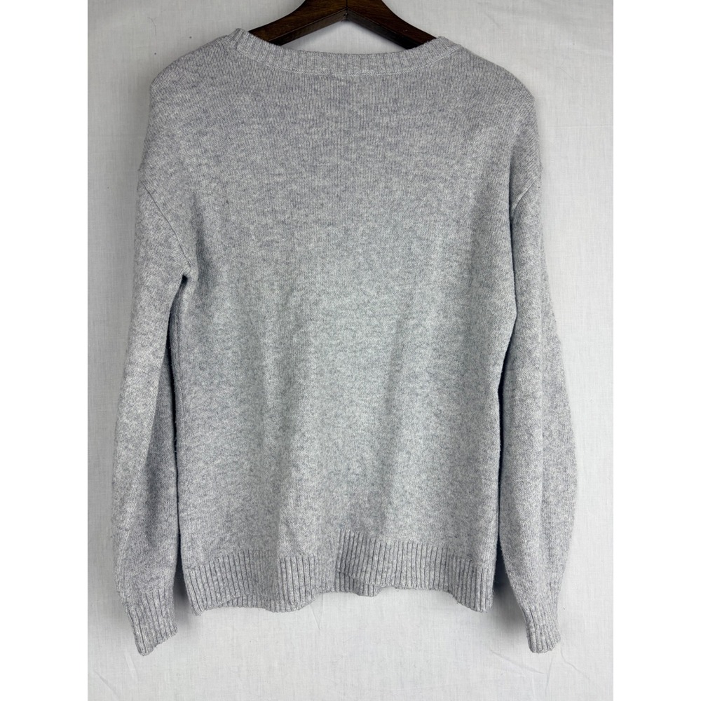 Talbots Womens Gray Holly Berry Intarsia Holiday Christmas Crewneck Sweater M - Picture 8 of 14